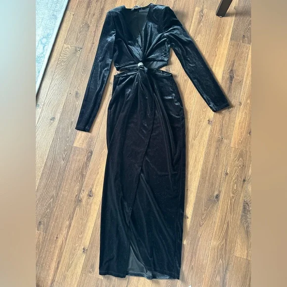 Zara Velvet cutout dress with sequin hoop - Picture 4 of 8